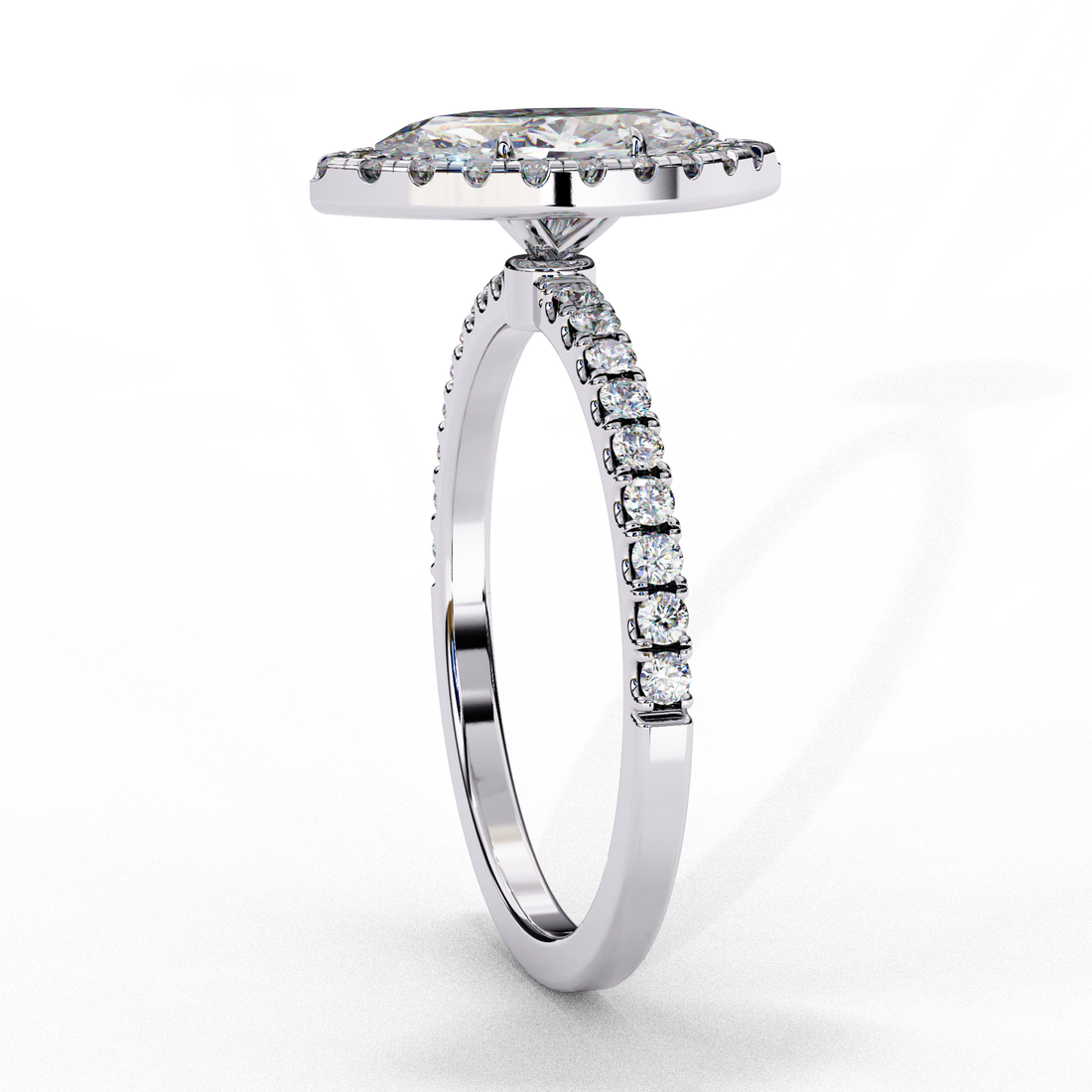 Marquise-Cut Diamond Halo Engagement Ring