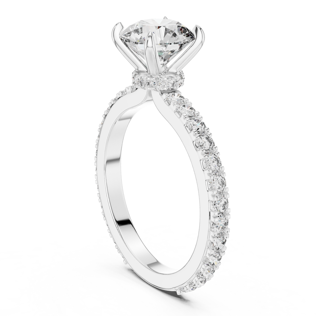Timeless Pavé Solitaire Engagement Ring