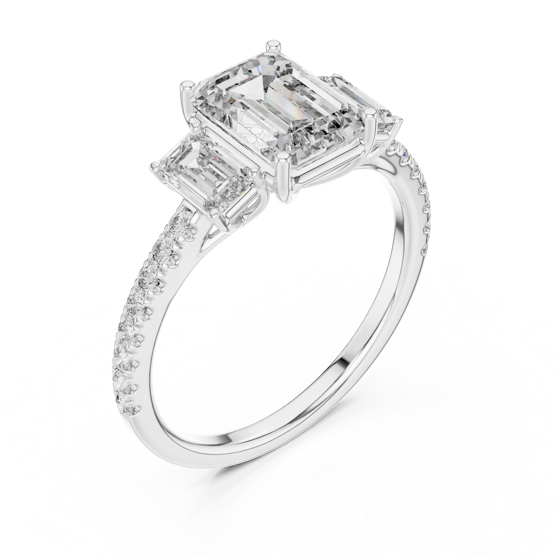 Emerald-Cut Trilogy Gold Ring