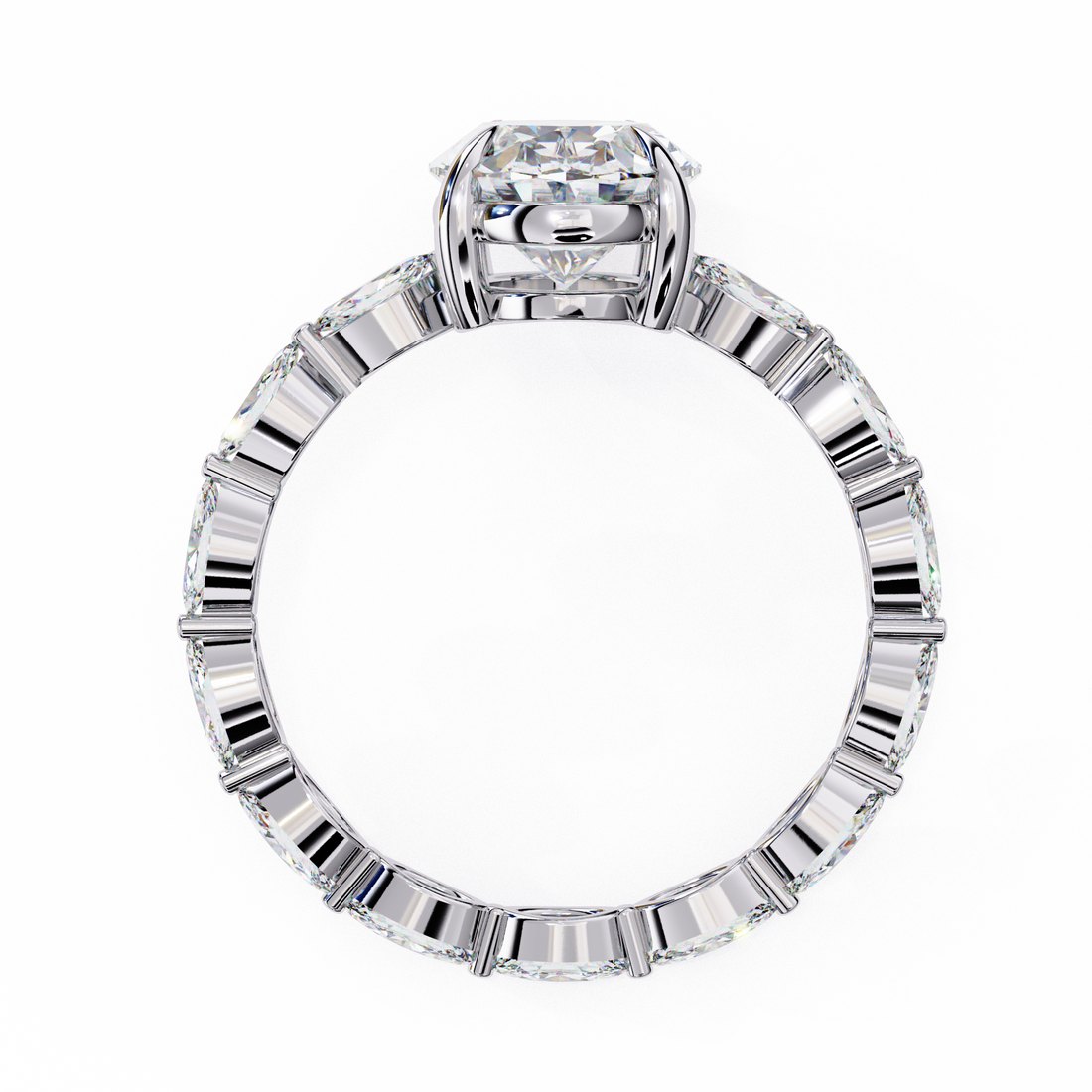 The Oval Solitaire with Marquise-Accented Gold Band