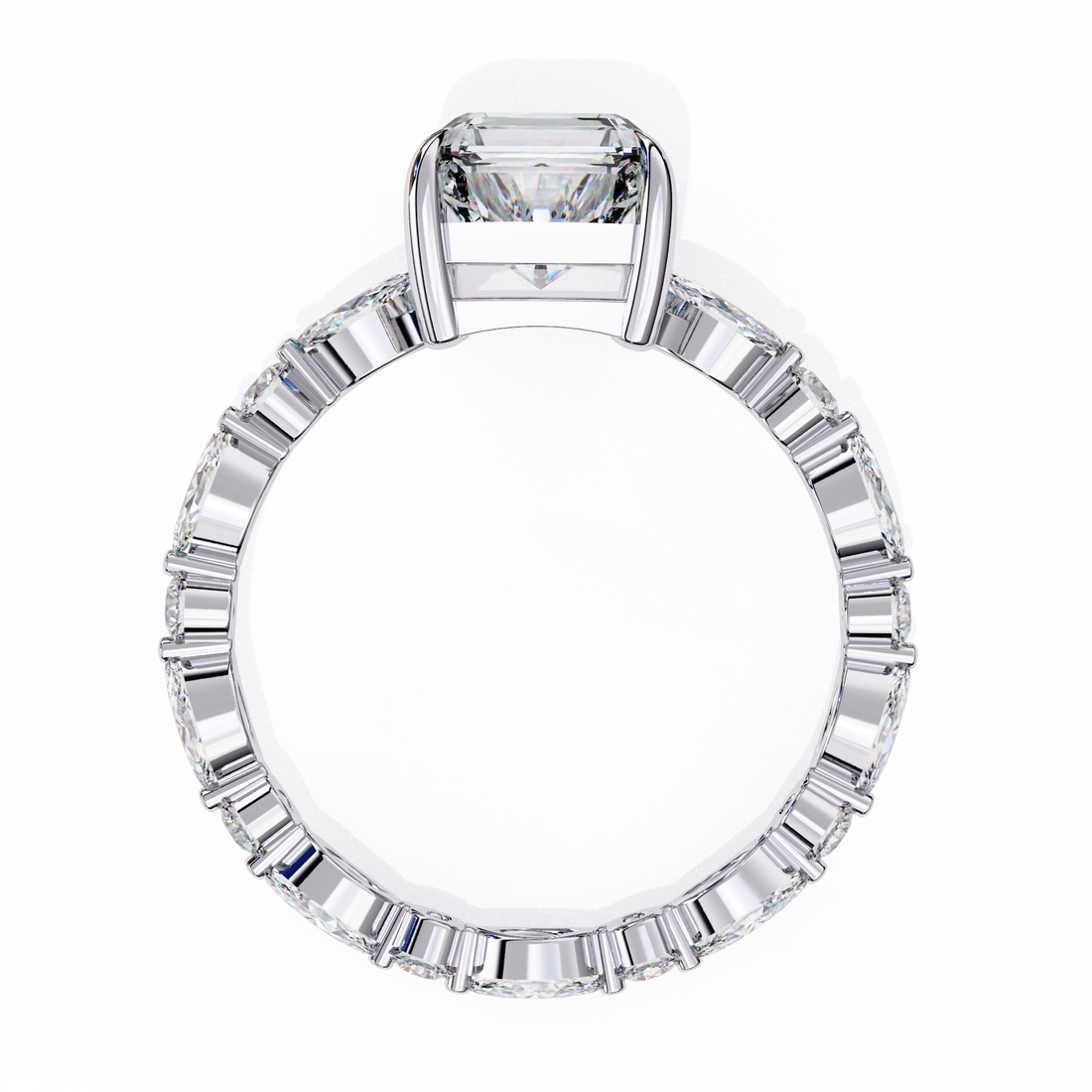 Bespoke radiant-Cut Diamond Ring with Marquise Pavé