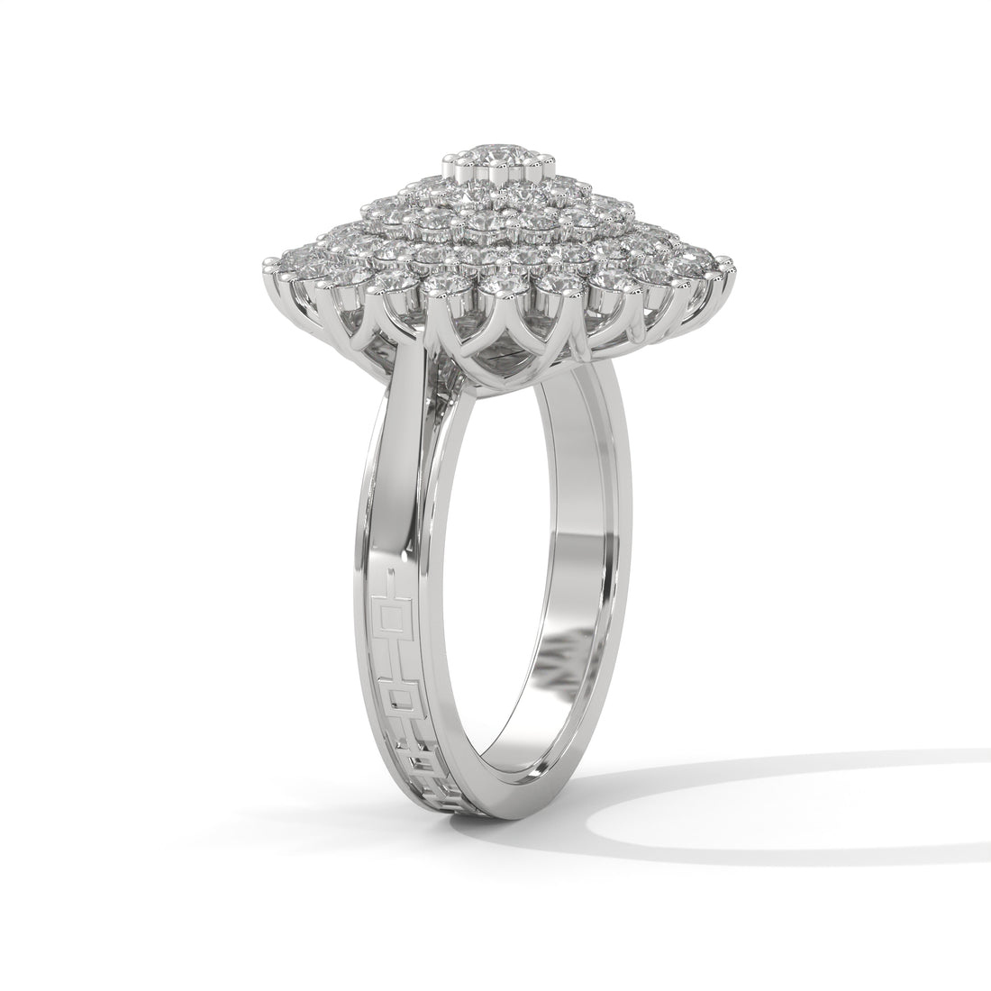 Multi-Layered Diamond Cluster Statement Ring