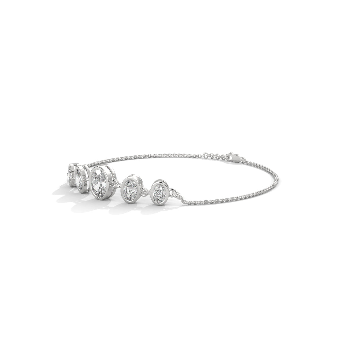 5-Stone Graduated Oval Diamond Bezel Station Bracelet
