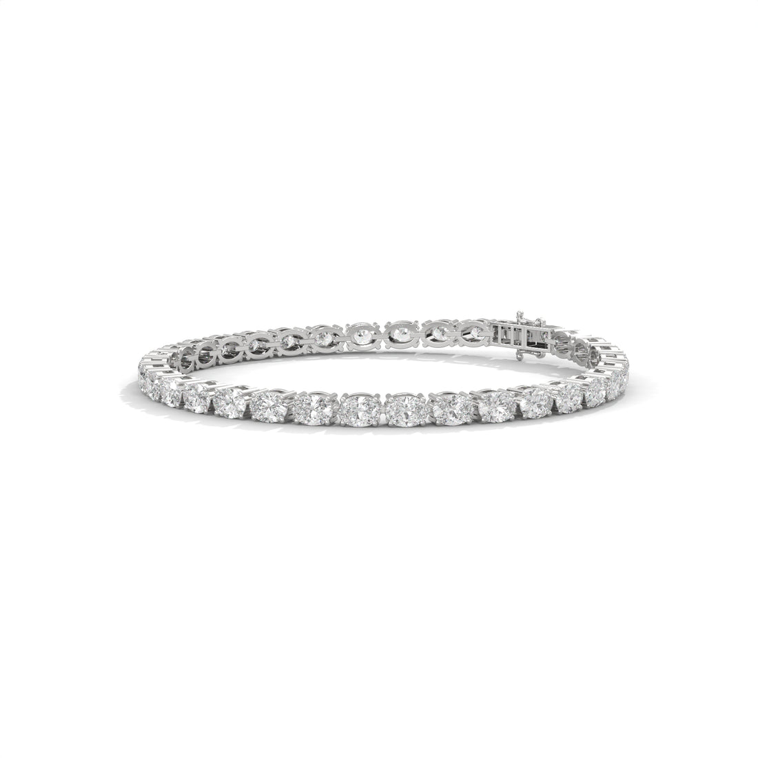 Shared-Prong Oval Diamond Bracelet