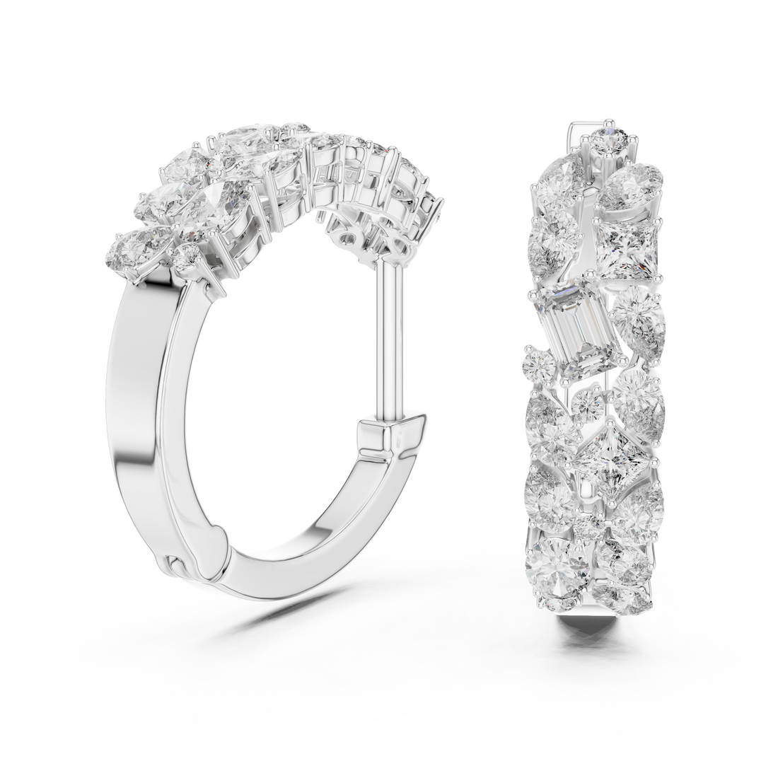 Radiant Mixed-Cut Diamond Hoop
