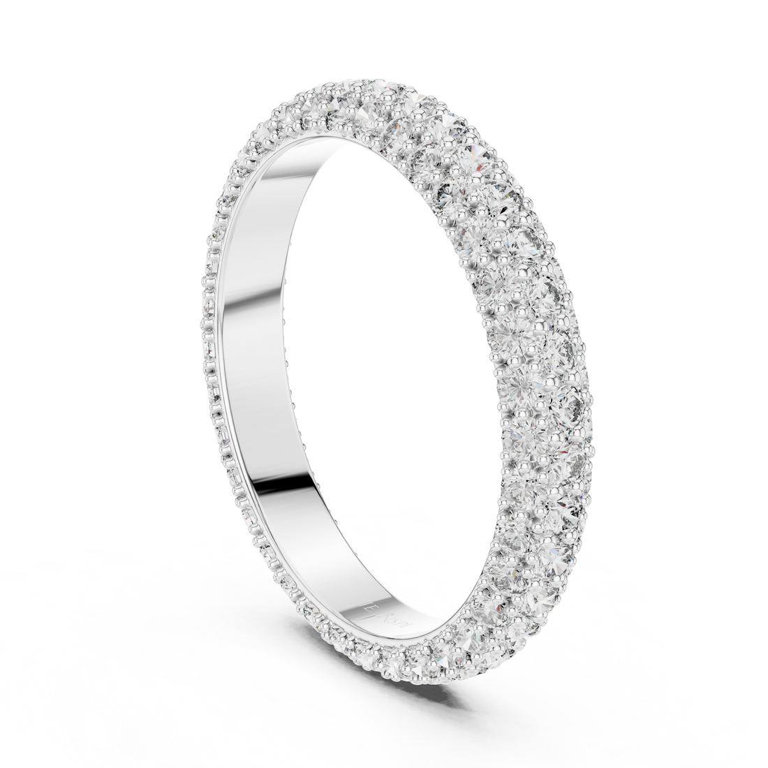 Exquisite Three-Row Pave Diamond Eternity Band