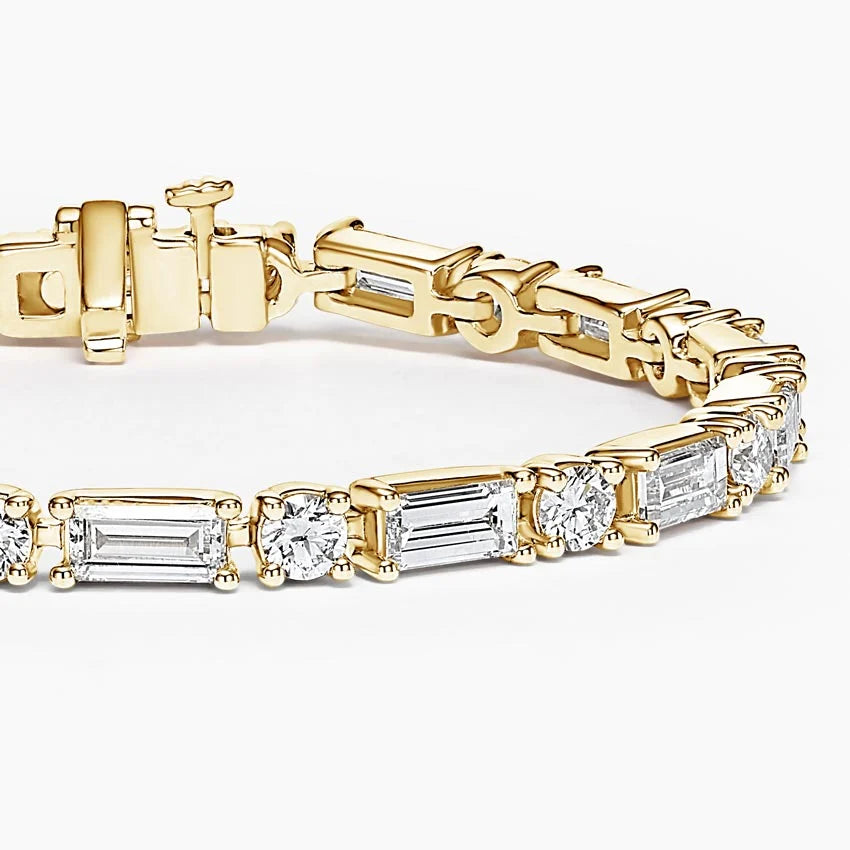 Alternating Baguette & Round Diamond Tennis Bracelet