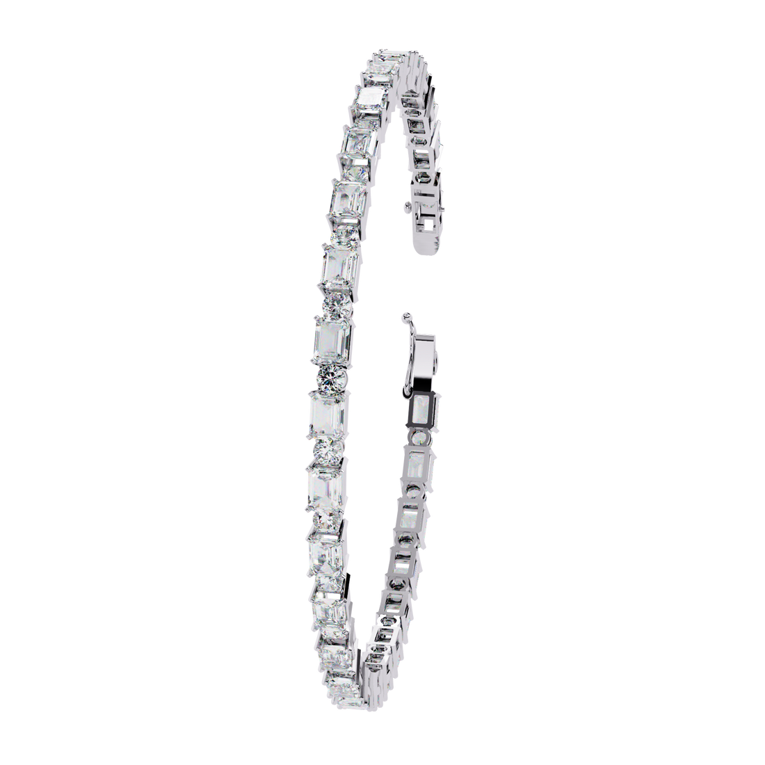 Ethereal Alternating Emerald & Round Diamond Tennis Bracelet