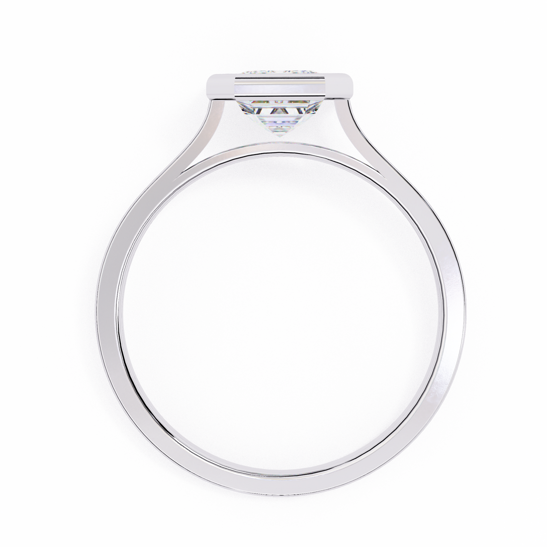 Emerald-Cut Diamond Bezel-Set Engagement Ring