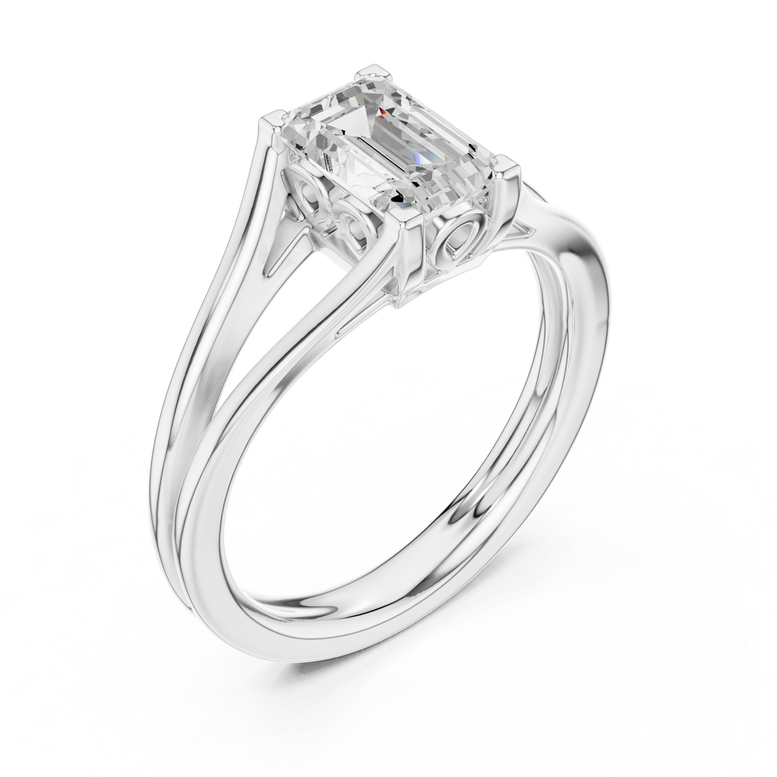 Radiant-Cut Diamond Ring with Split-Shank Design