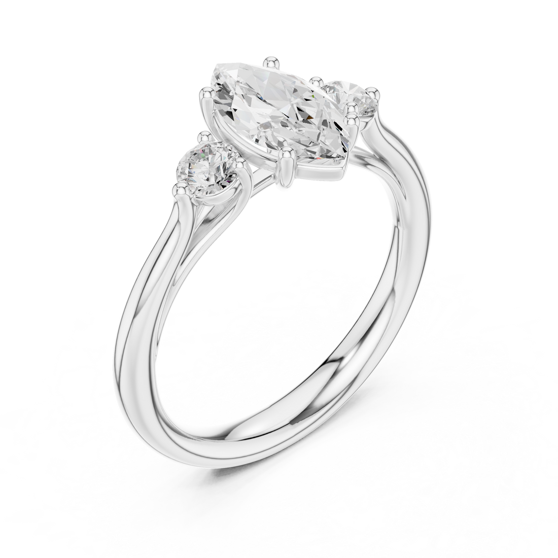Marquise-Cut Three-Stone Diamond Engagement Ring