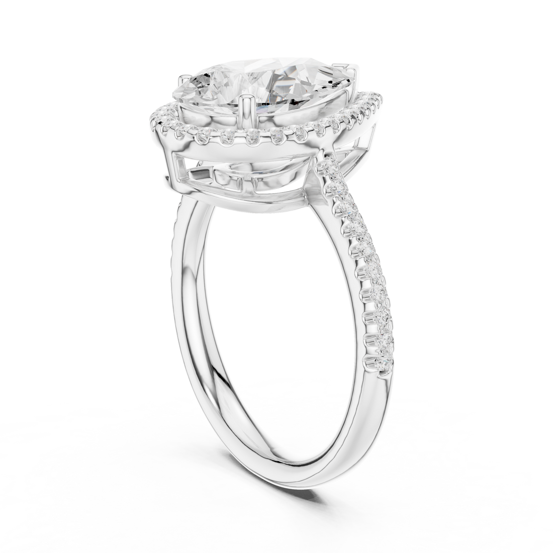 Exquisite Teardrop Diamond Halo Ring