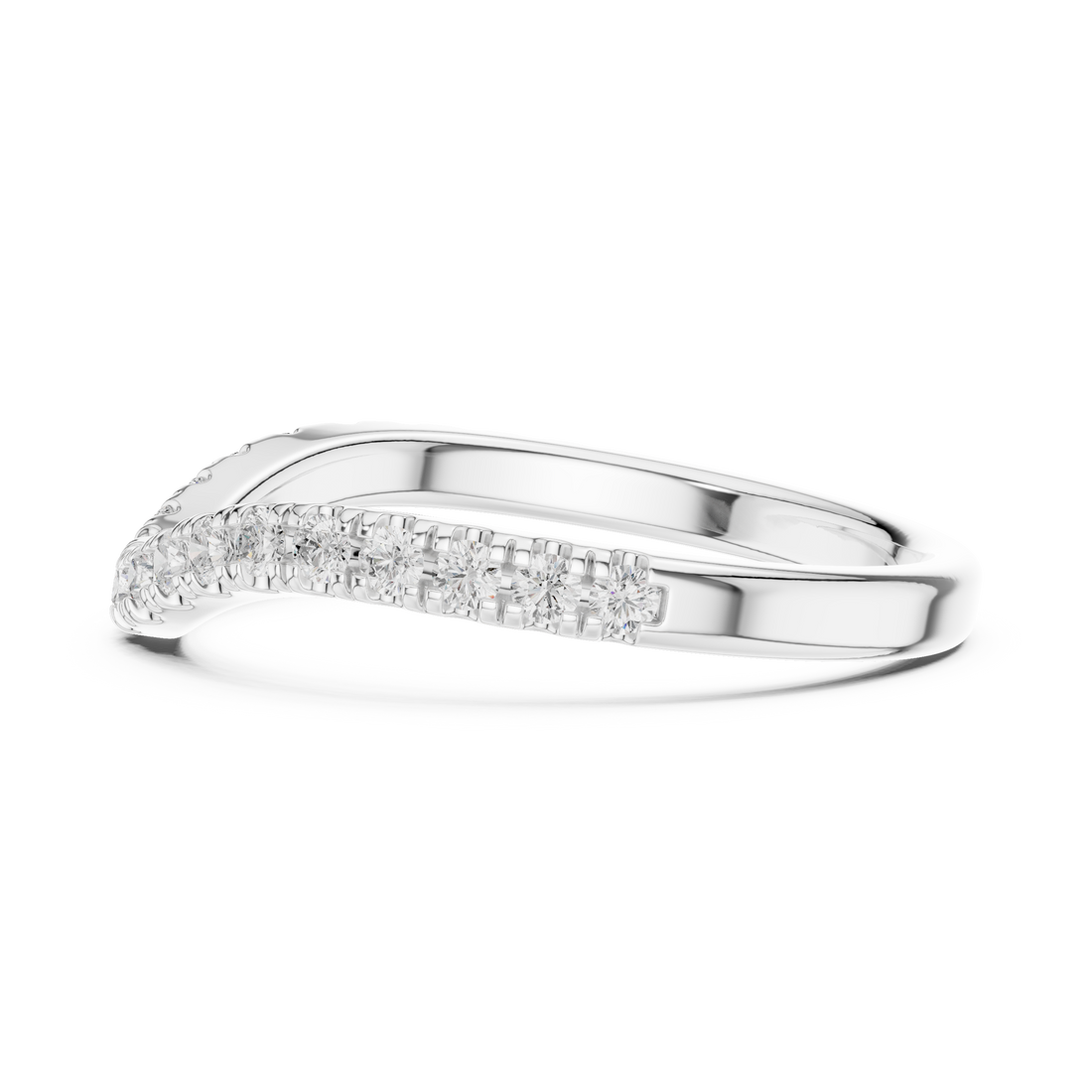 Minimalist V-Contour Diamond Band