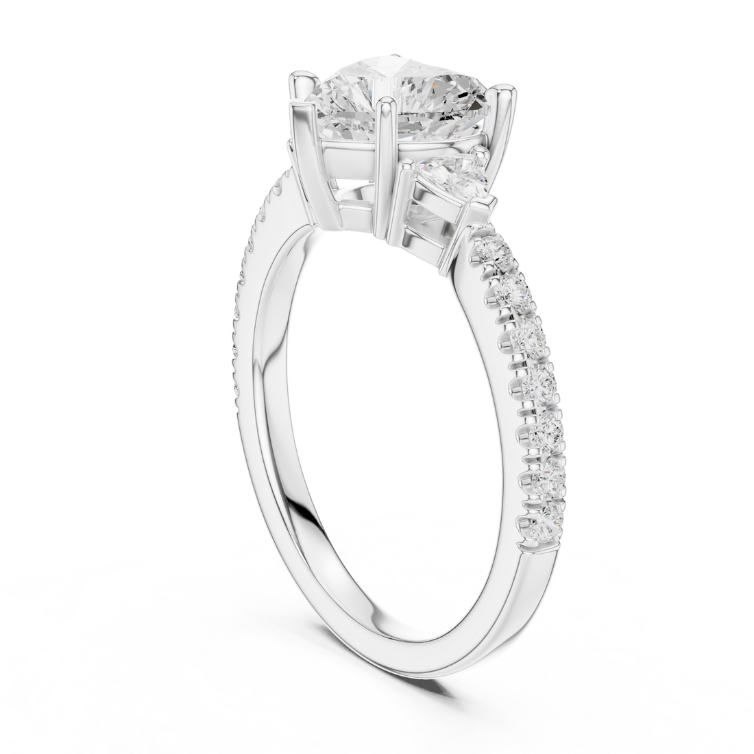 The Romantic Heart-Cut Three-Stone Engagement Ring
