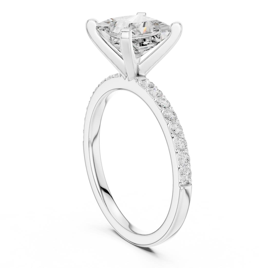 Radiant Princess Cut Pavé Engagement Ring
