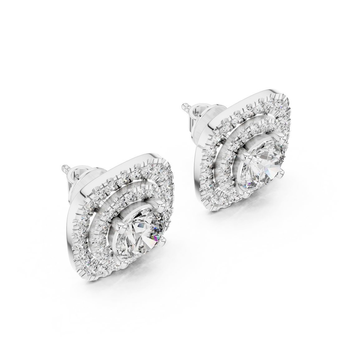Luxe Geometric Diamond Frame Earrings