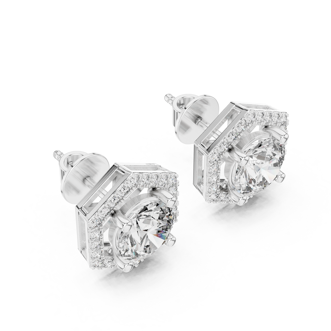 Modern Prism Diamond Cluster Earrings