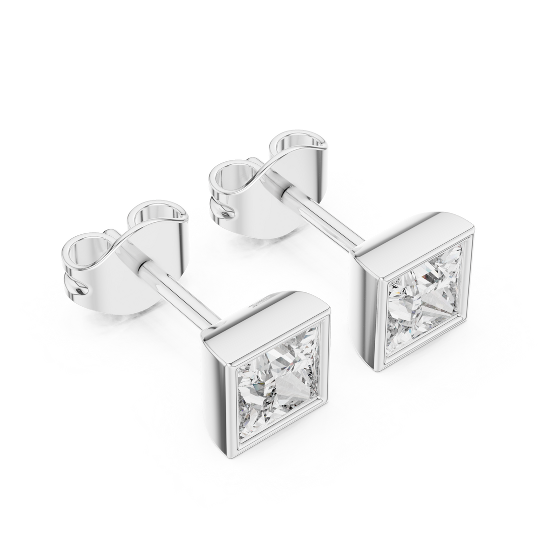 Princess-Cut Solitaire Stud Earrings