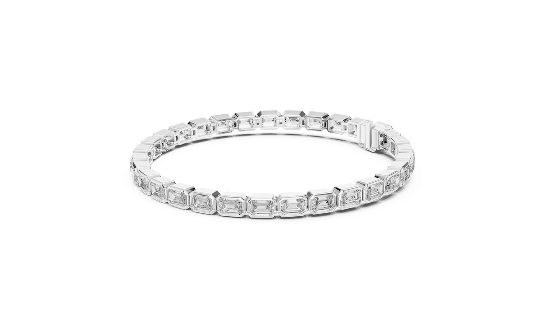 Modern Silhouette Bezel-Set Emerald Diamond Tennis Bracelet