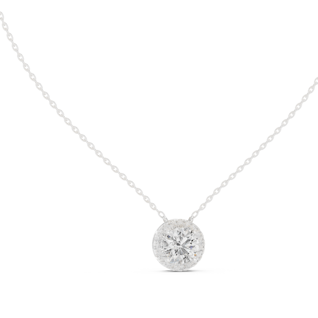 The Ethereal Floating Halo Diamond Solitaire Pendant