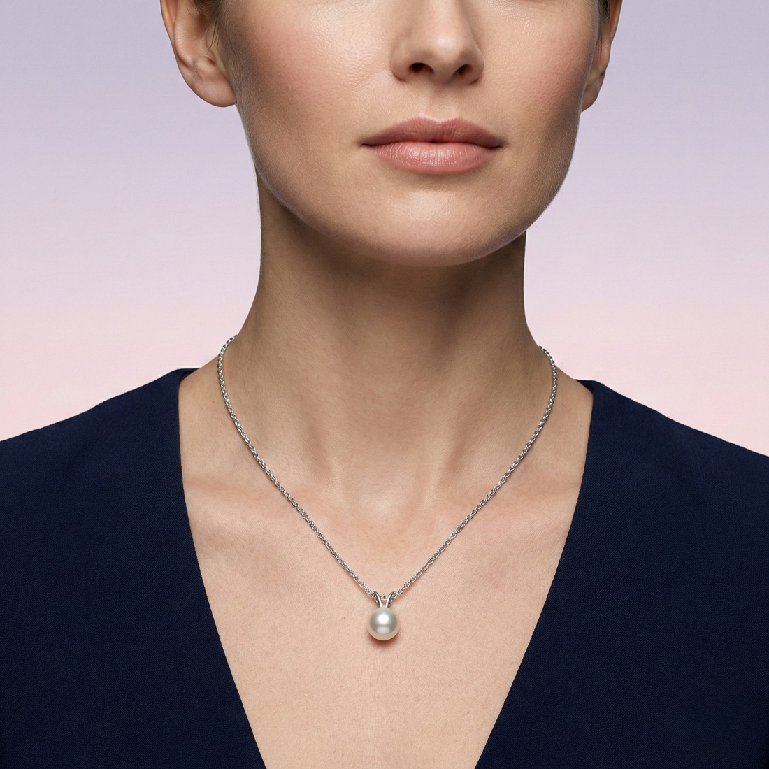 Classic Solitaire Pearl Pendant Necklace