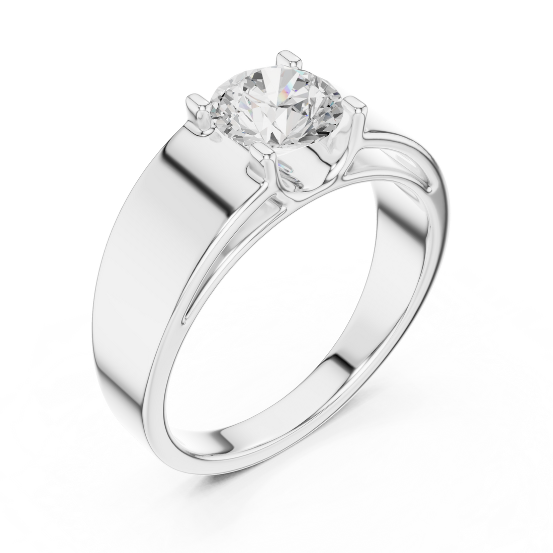 Wide-Shank Minimalist Solitaire Ring