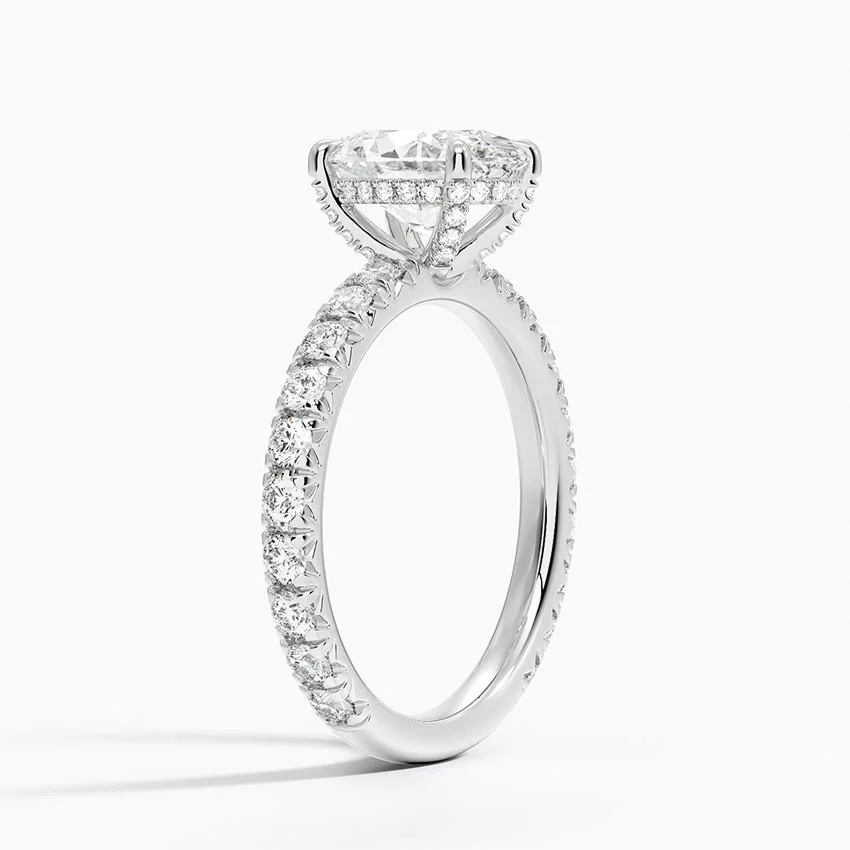 Oval Cut Hidden Halo Pavé Diamond Engagement Ring